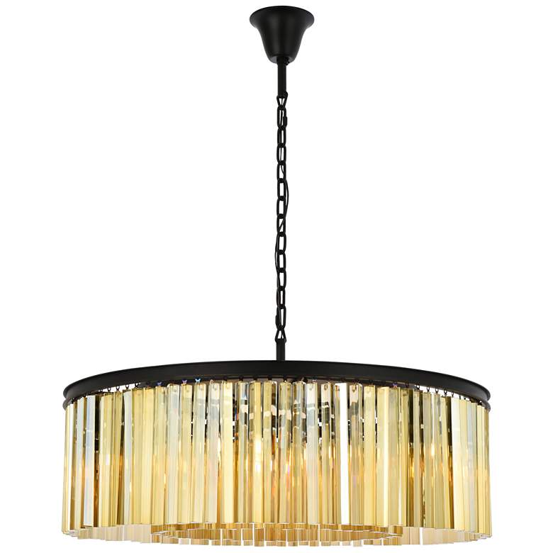 Image 1 Sydney 10 Lt Matte Black Chandelier Golden Teak