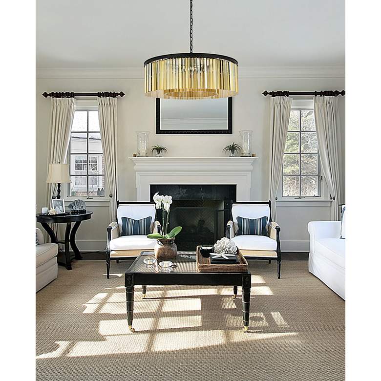 Image 3 Sydney 10 Lt Matte Black Chandelier Golden Teak more views