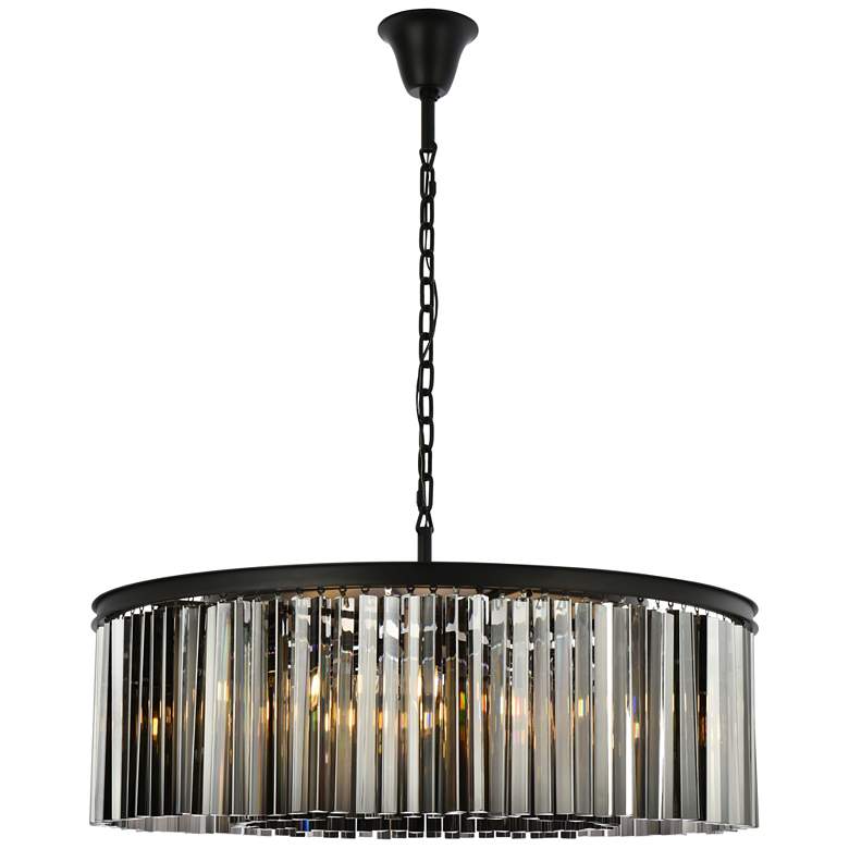 Image 1 Sydney 10 Lt Matte Black Chandelier Silver Shade (Grey)