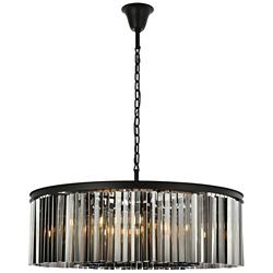 Sydney 10 Lt Matte Black Chandelier Silver Shade (Grey)