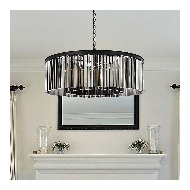 Image 1 Sydney 10 Lt Matte Black Chandelier Silver Shade (Grey)