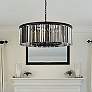 1_Sydney 10 Lt Matte Black Chandelier Silver Shade (Grey)
