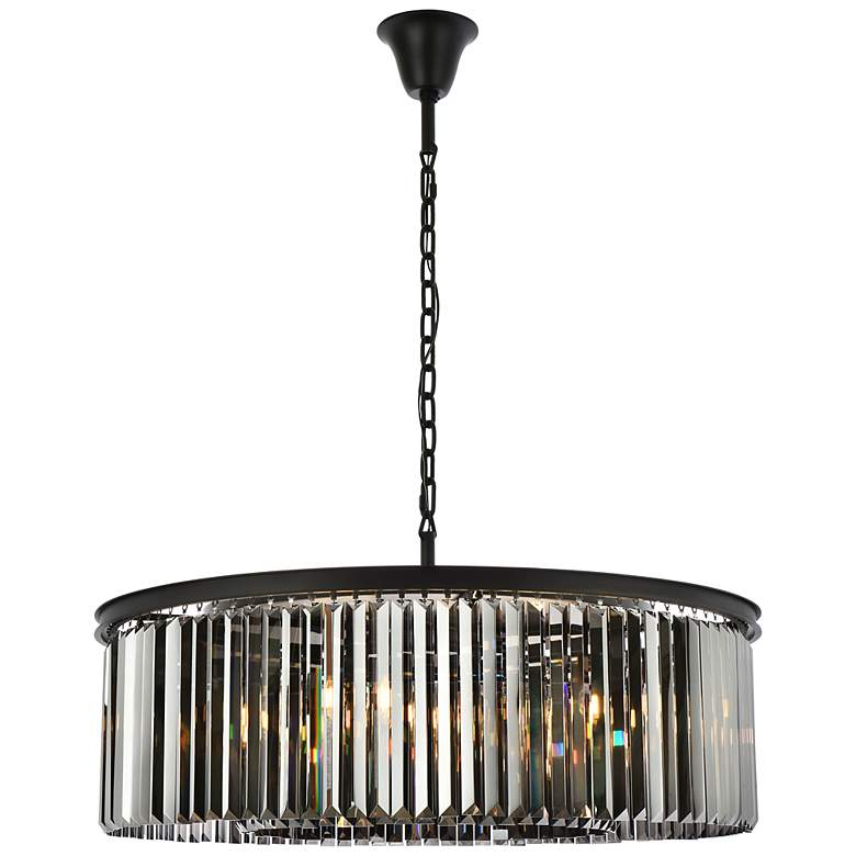 Image 2 Sydney 10 Lt Matte Black Chandelier Silver Shade