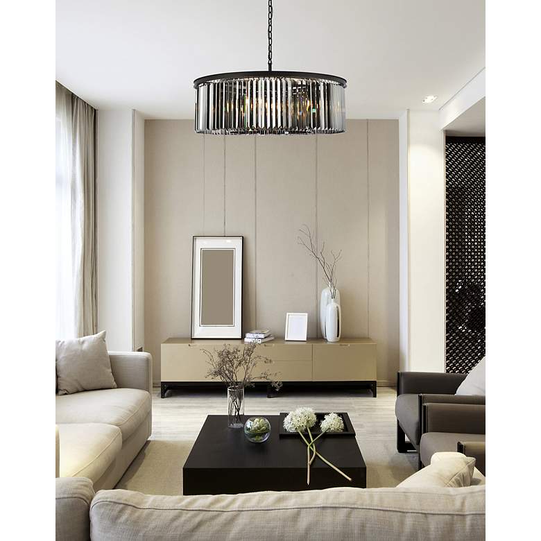 Image 3 Sydney 10 Lt Matte Black Chandelier Silver Shade more views