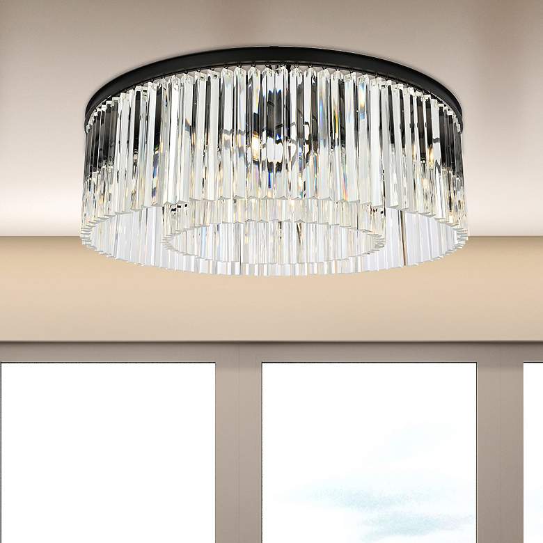 Image 1 Sydney 10 Lt Matte Black Flush Mount Clear