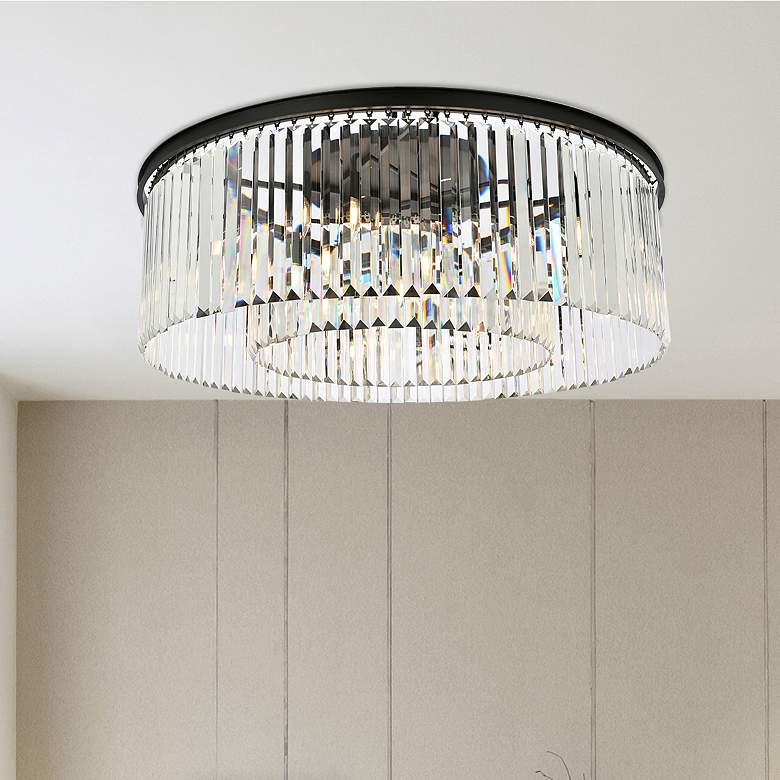 Image 1 Sydney 10 Lt Matte Black Flush Mount Clear