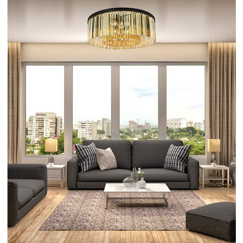 Image 3 Sydney 10 Lt Matte Black Flush Mount Golden Teak more views
