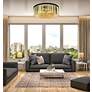 3_Sydney 10 Lt Matte Black Flush Mount Golden Teak more views