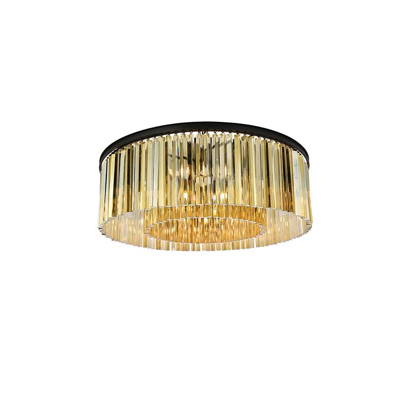 Image 4 Sydney 10 Lt Matte Black Flush Mount Golden Teak more views