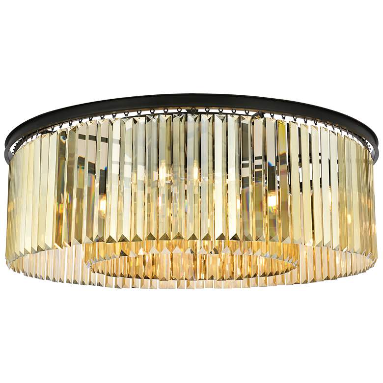 Image 2 Sydney 10 Lt Matte Black Flush Mount Golden Teak