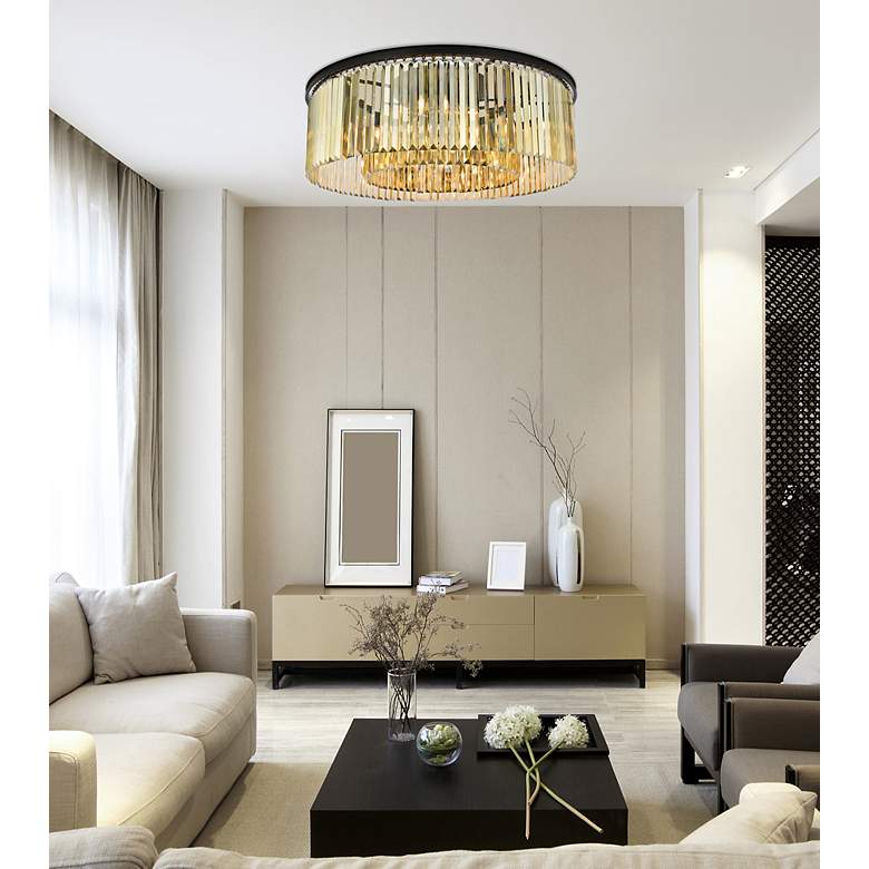 Image 3 Sydney 10 Lt Matte Black Flush Mount Golden Teak more views