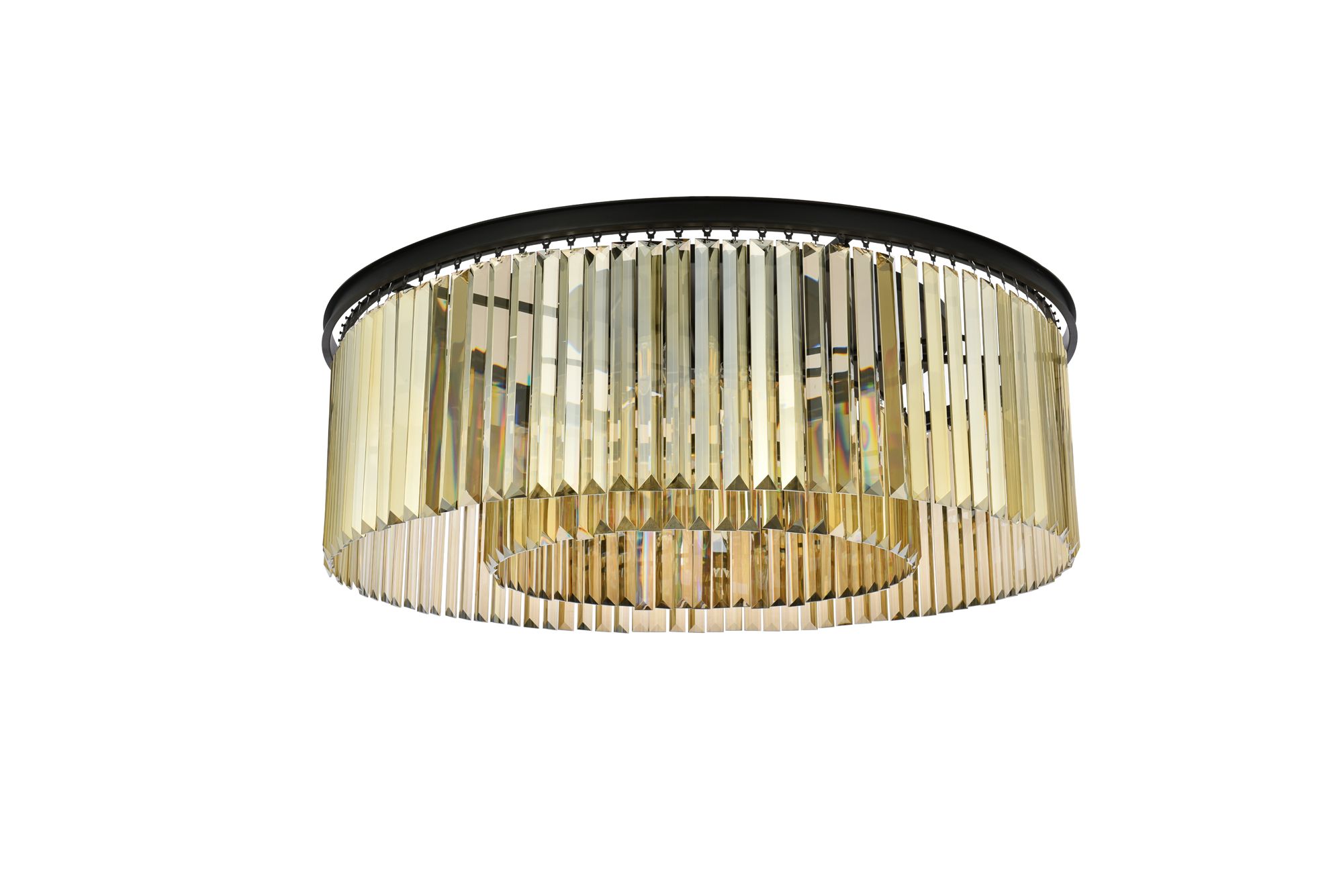 Sydney 10 Lt Matte Black Flush Mount Golden Teak