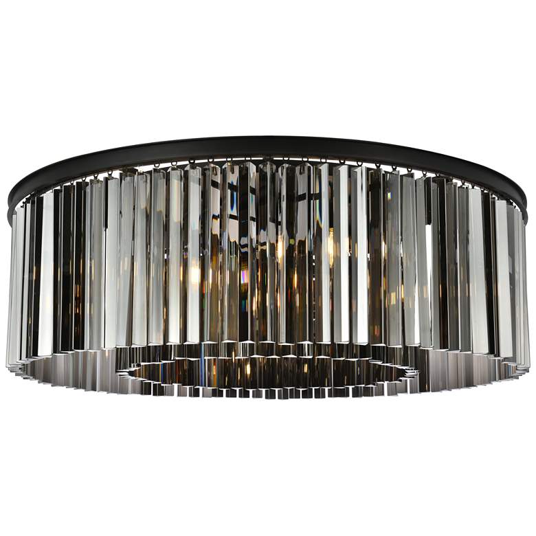 Image 2 Sydney 10 Lt Matte Black Flush Mount Silver Shade (Grey)