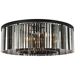 Sydney 10 Lt Matte Black Flush Mount Silver Shade (Grey)