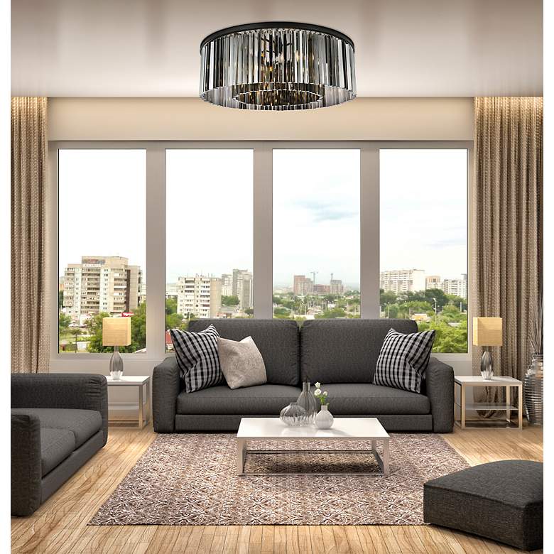 Image 3 Sydney 10 Lt Matte Black Flush Mount Silver Shade (Grey) more views