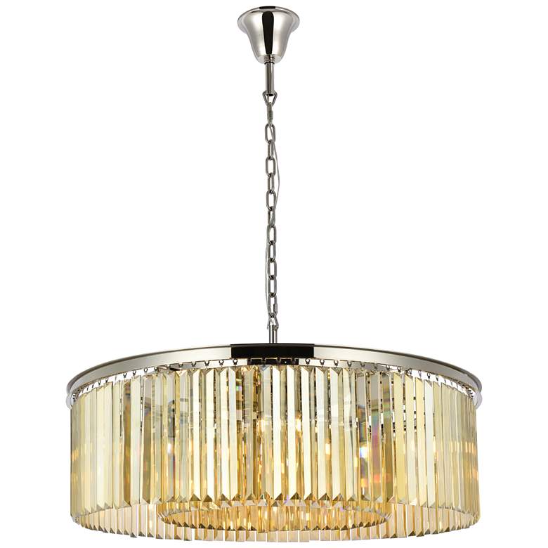 Image 1 Sydney 10 Lt Polished Nickel Chandelier Golden Teak