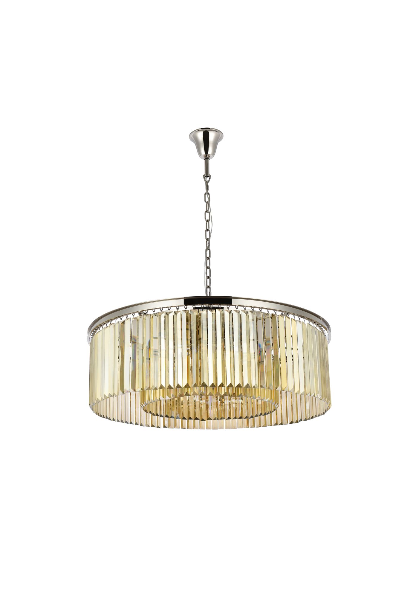 Sydney 10 Lt Polished Nickel Chandelier Golden Teak