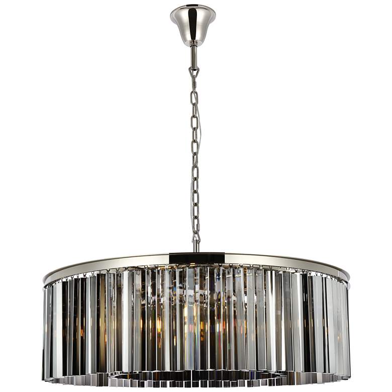 Image 2 Sydney 10 Lt Polished Nickel Chandelier Silver Shade (Grey)