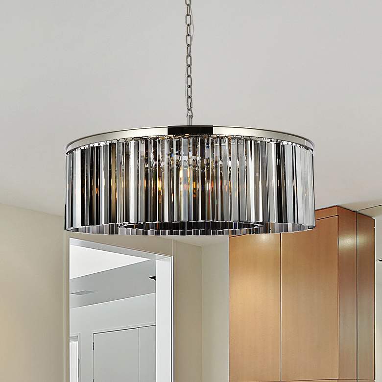Image 1 Sydney 10 Lt Polished Nickel Chandelier Silver Shade (Grey)