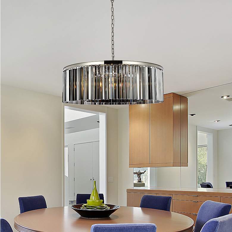 Image 3 Sydney 10 Lt Polished Nickel Chandelier Silver Shade (Grey) more views