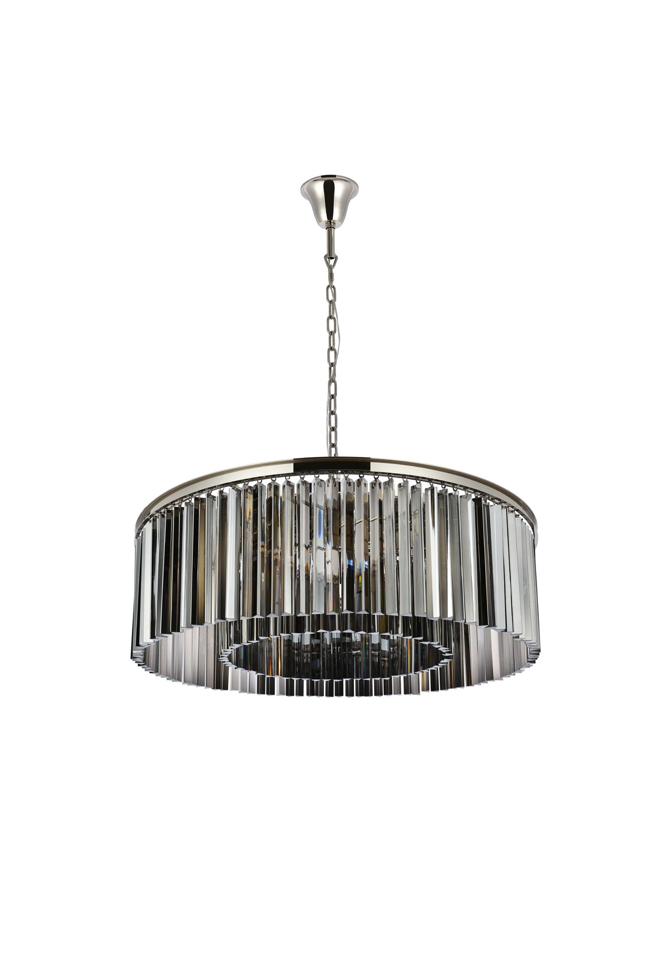Sydney 10 Lt Polished Nickel Chandelier Silver Shade (Grey)