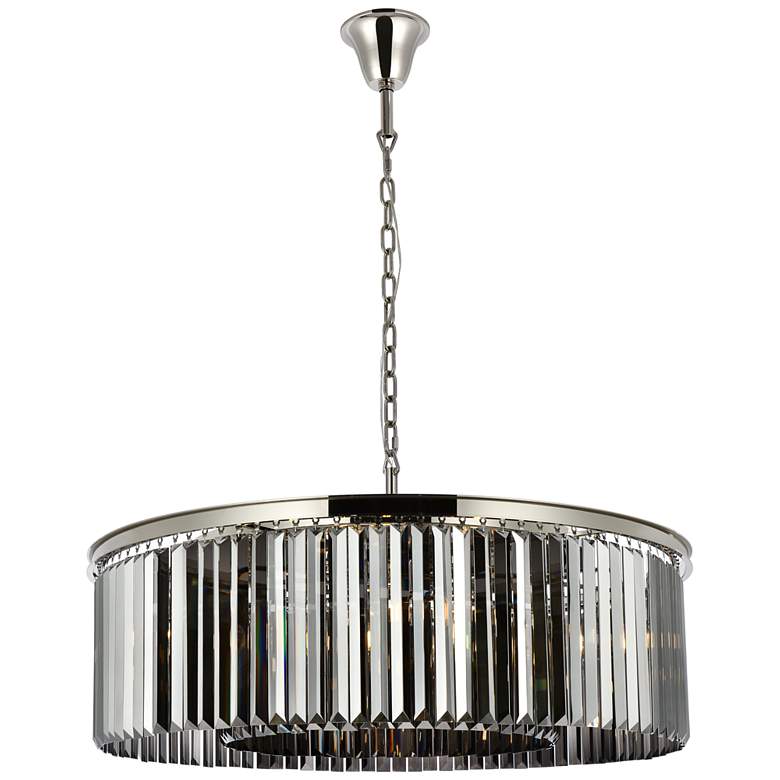Image 1 Sydney 10 Lt Polished Nickel Chandelier Silver Shade (Grey)
