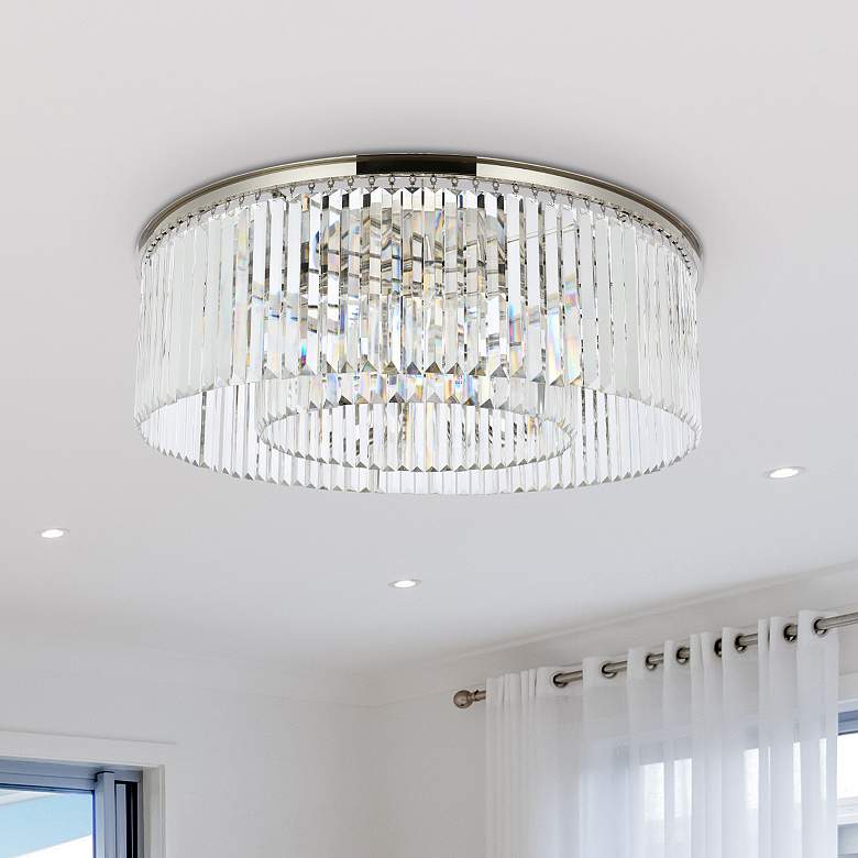 Image 1 Sydney 10 Lt Polished Nickel Flush Mount Clear