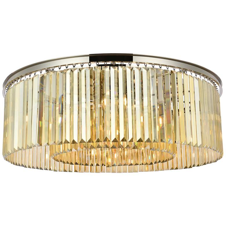 Image 1 Sydney 10 Lt Polished Nickel Flush Mount Golden Teak