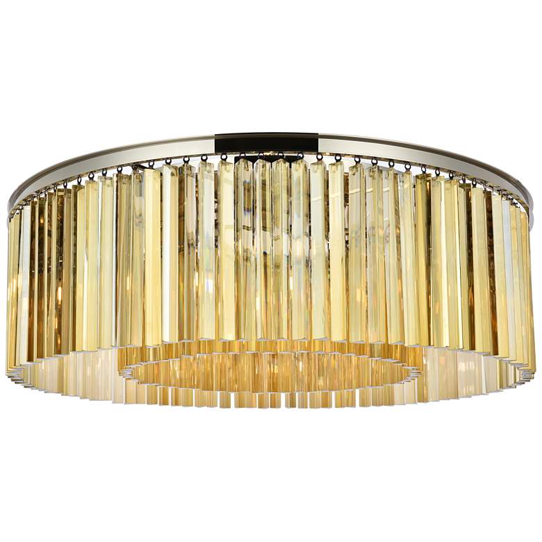 Image 1 Sydney 10 Lt Polished Nickel Flush Mount Golden Teak