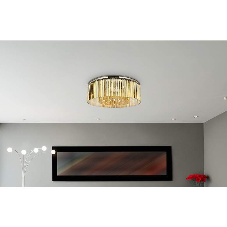 Image 3 Sydney 10 Lt Polished Nickel Flush Mount Golden Teak more views