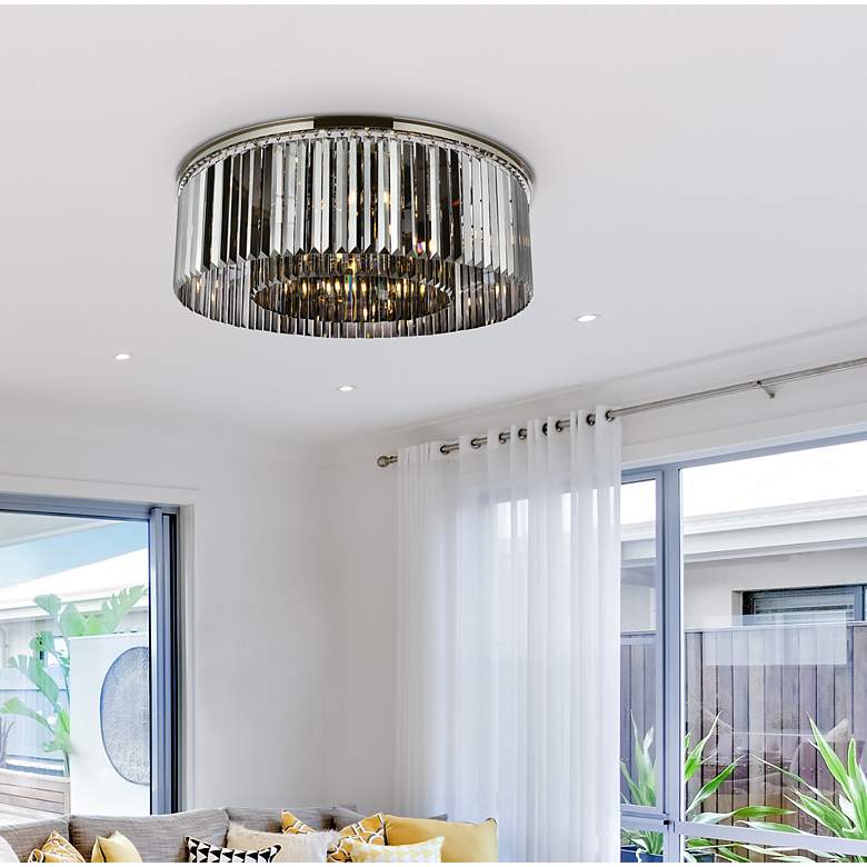 Image 3 Sydney 10 Lt Polished Nickel Flush Mount Silver Shade (Grey) more views