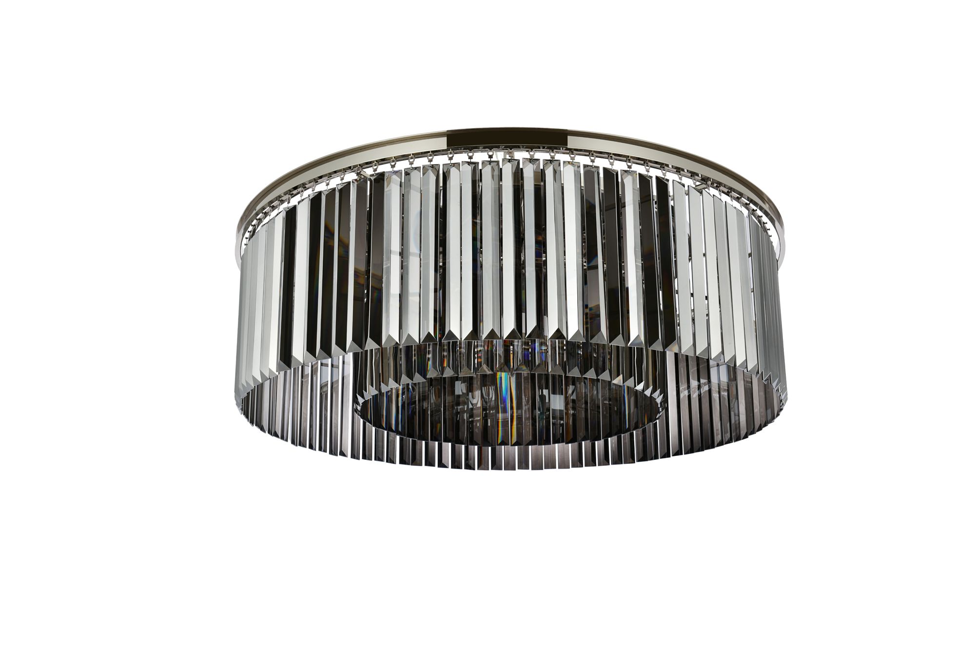 Sydney 10 Lt Polished Nickel Flush Mount Silver Shade (Grey)