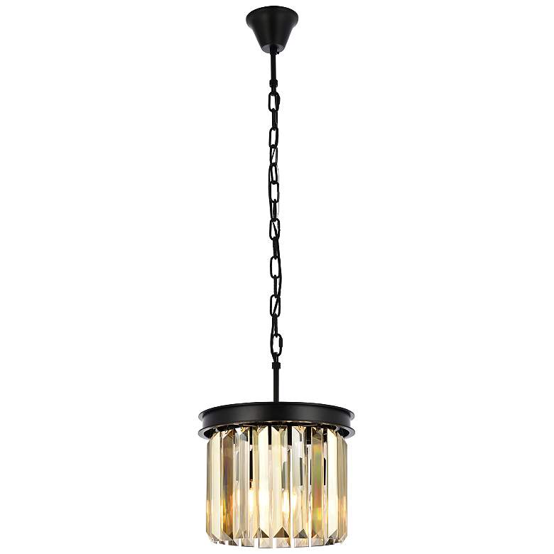 Image 2 Sydney 12" Wide Matte Black and Golden Teak Mini Pendant