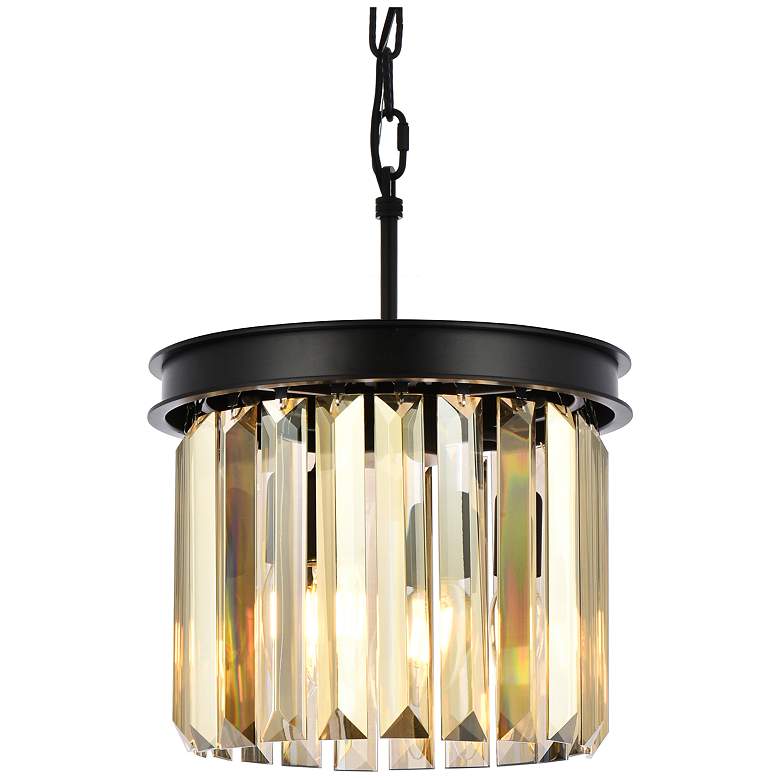 Image 4 Sydney 12" Wide Matte Black and Golden Teak Mini Pendant more views