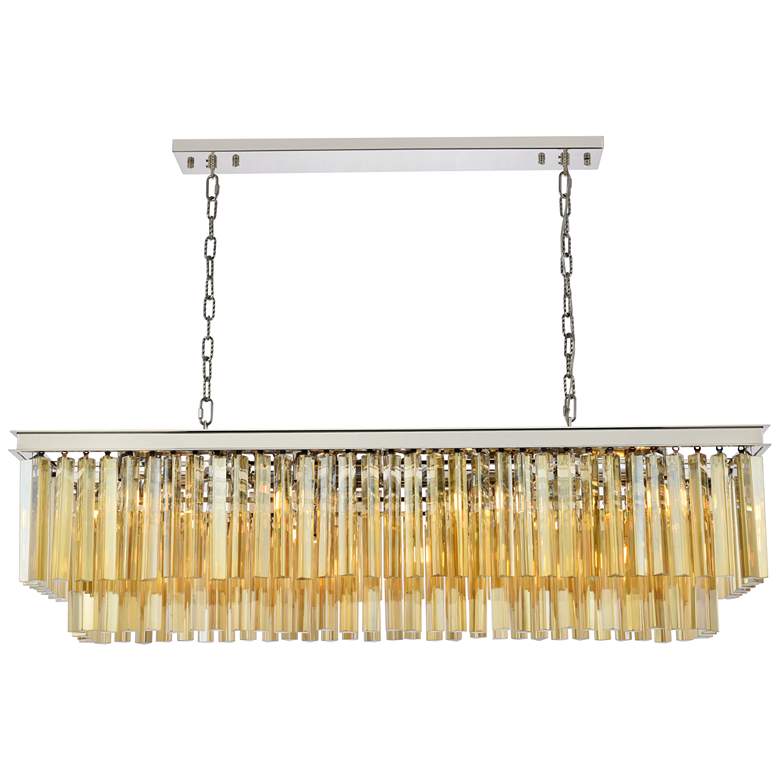 Image 1 Sydney 12 Lt 50" Polished Nickel Chandelier Golden Teak