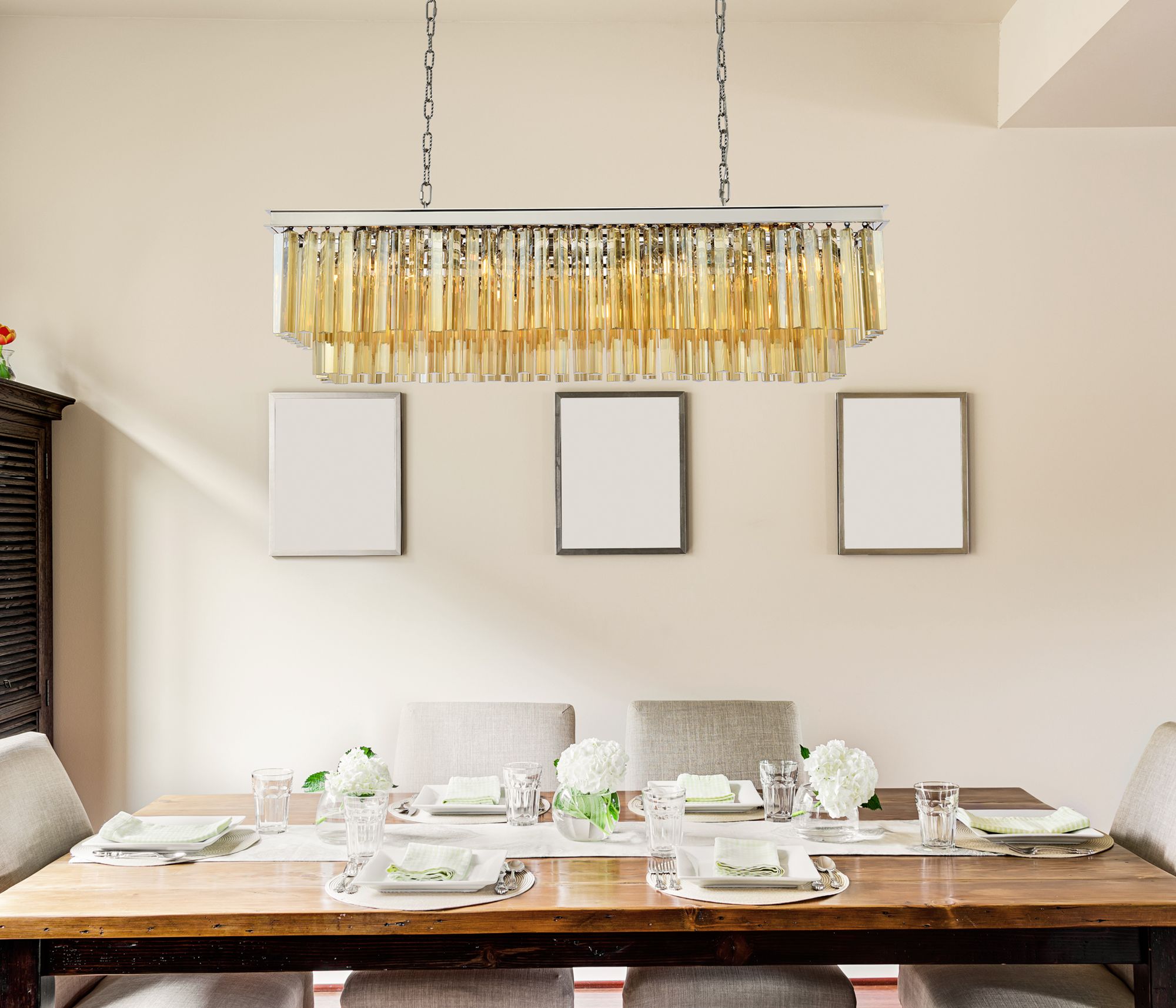 Image 3 Sydney 12 Lt 50" Polished Nickel Chandelier Golden Teak more views