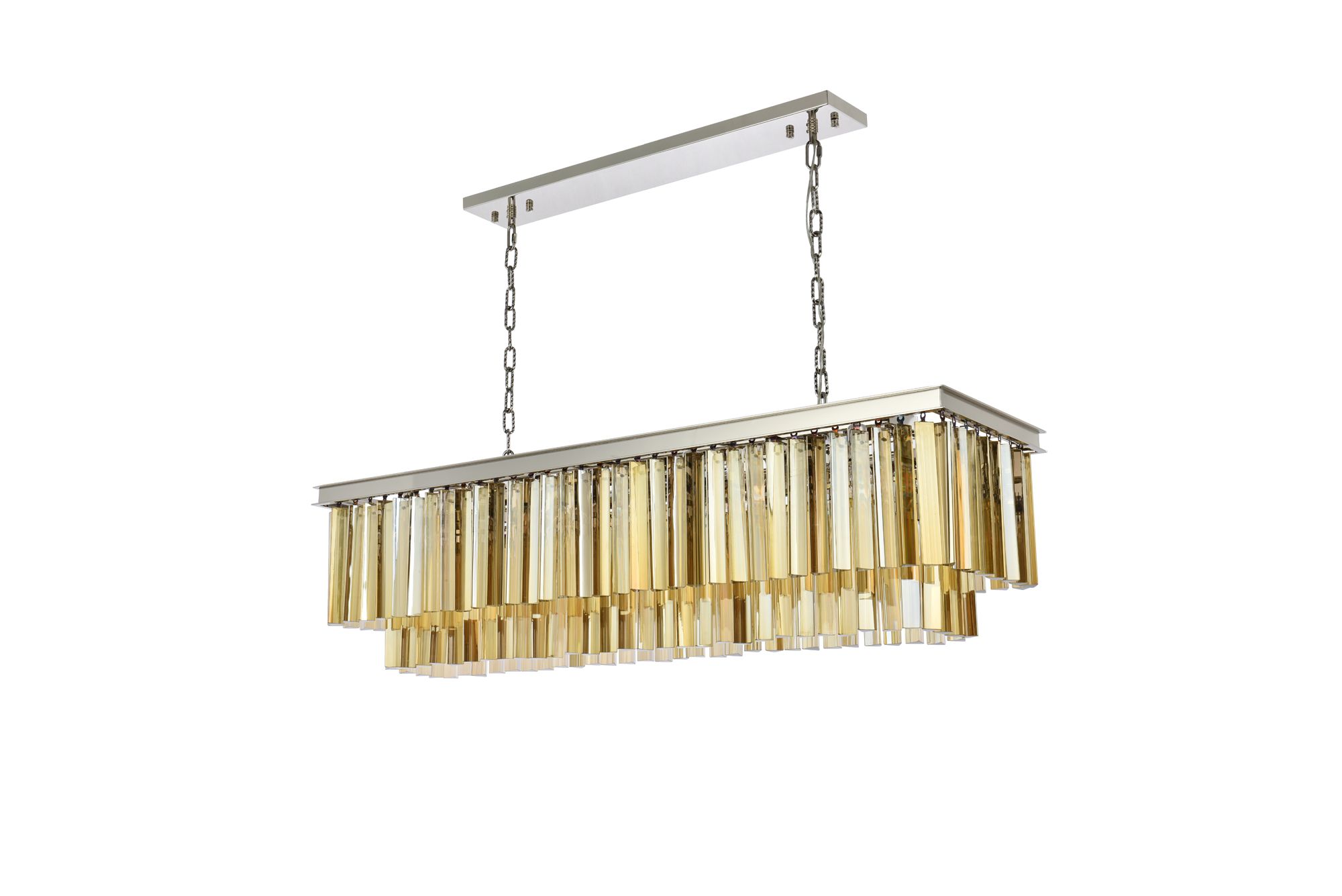 Sydney 12 Lt 50" Polished Nickel Chandelier Golden Teak