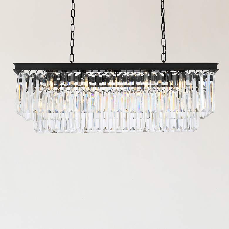 Image 1 Sydney 12 Lt Matte Black Chandelier (Clear)