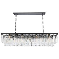 Sydney 12 Lt Matte Black Chandelier - Clear