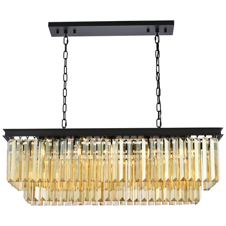 Image 1 Sydney 12 Lt Matte Black Chandelier Golden Teak