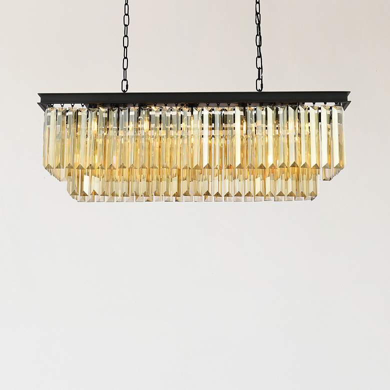 Image 1 Sydney 12 Lt Matte Black Chandelier Golden Teak