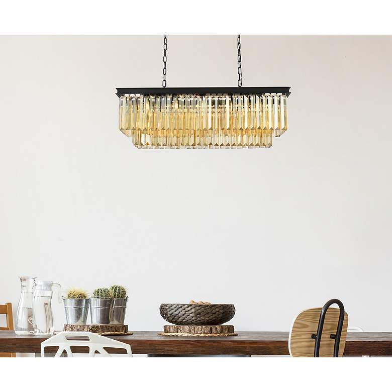 Image 3 Sydney 12 Lt Matte Black Chandelier Golden Teak more views
