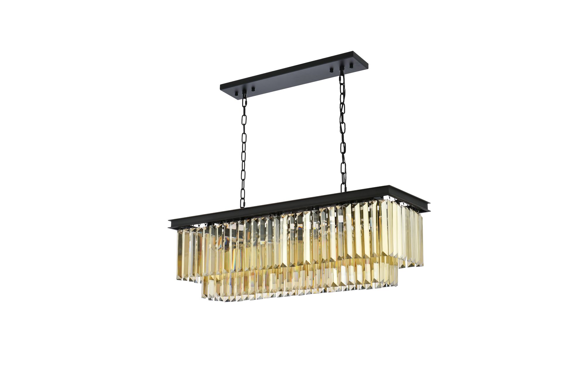 Sydney 12 Lt Matte Black Chandelier Golden Teak