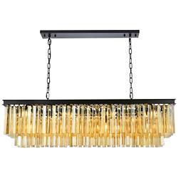 Sydney 12 Lt Matte Black Chandelier (Golden Teak)