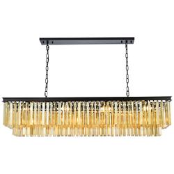 Sydney 12 Lt Matte Black Chandelier - Golden Teak