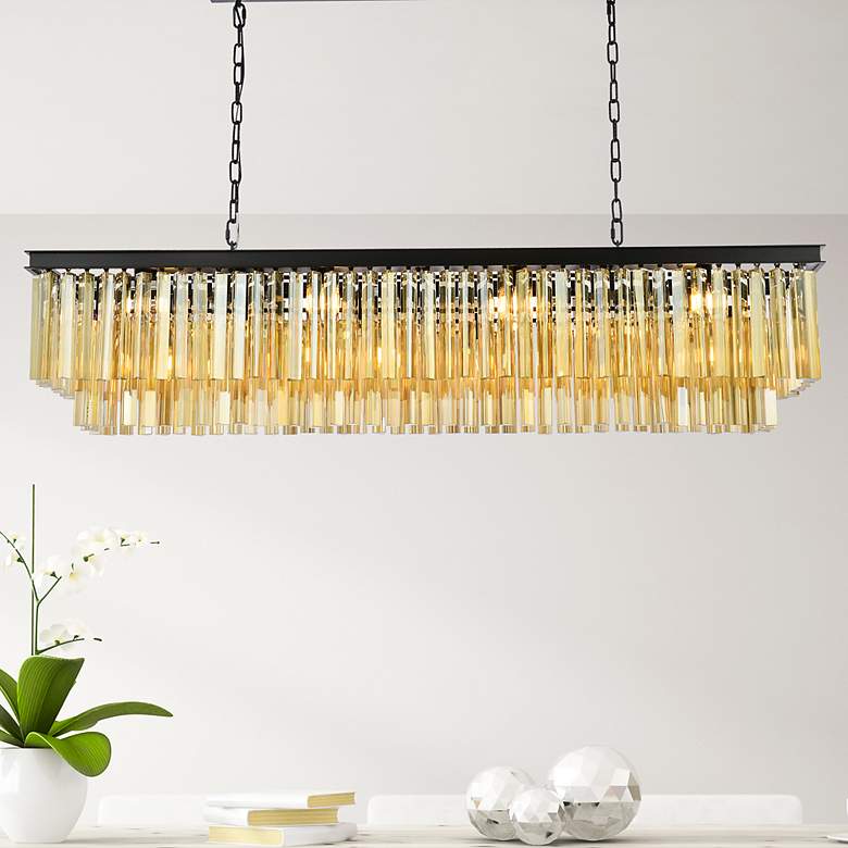 Image 1 Sydney 12 Lt Matte Black Chandelier - Golden Teak