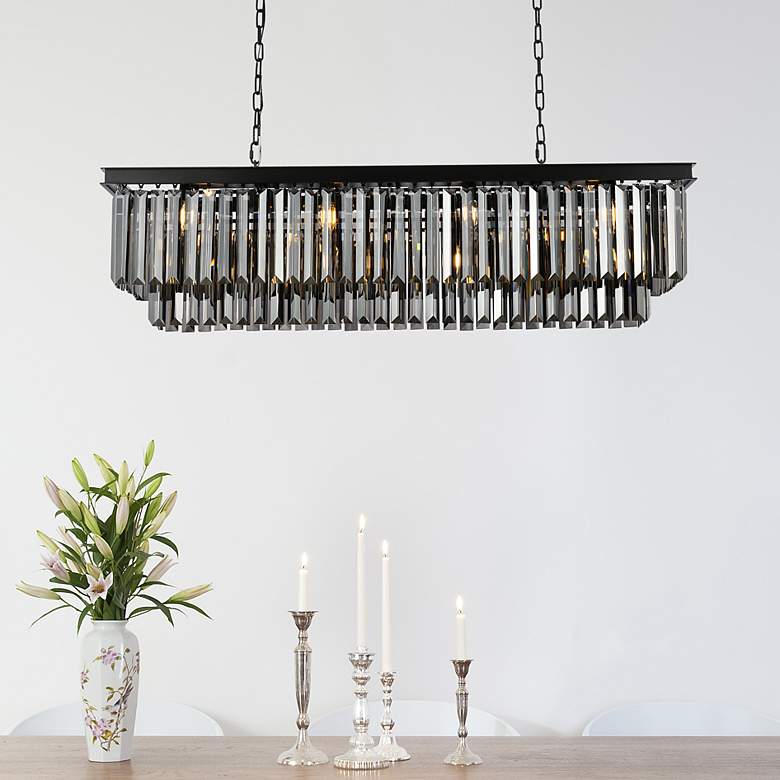 Image 1 Sydney 12 Lt Matte Black Chandelier Silver Shade (Grey)