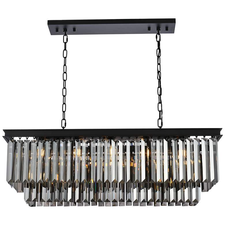 Image 1 Sydney 12 Lt Matte Black Chandelier Silver Shade