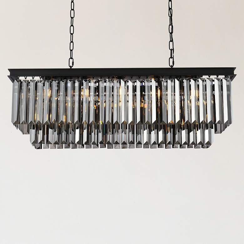 Image 1 Sydney 12 Lt Matte Black Chandelier Silver Shade