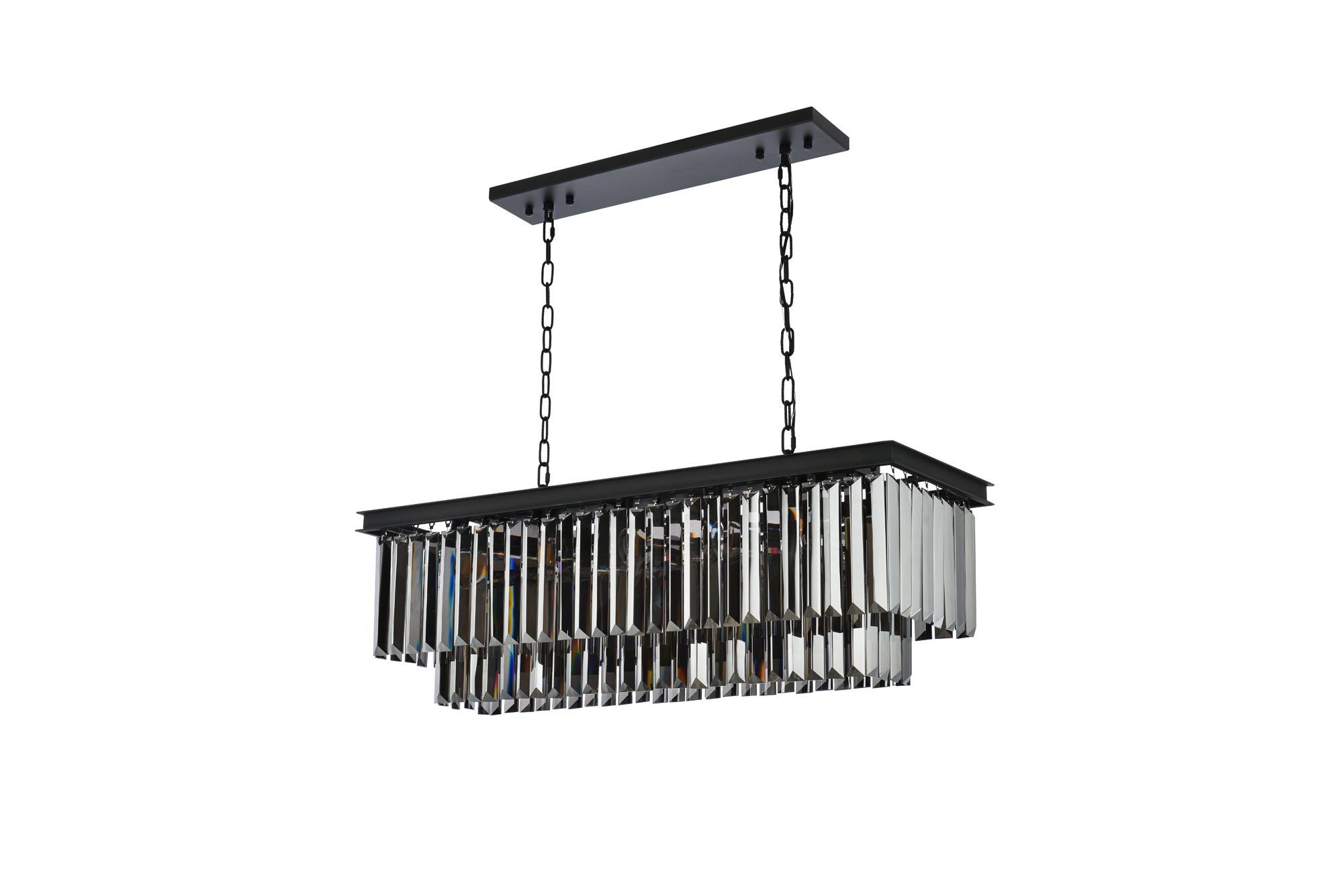 Sydney 12 Lt Matte Black Chandelier Silver Shade